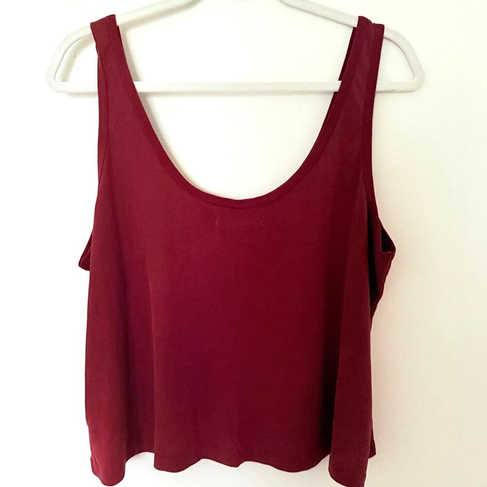 NWT Marine Layer Re Spun Cabernet Rib Knit Sleeveless Sporty Cropped Tank Top XL